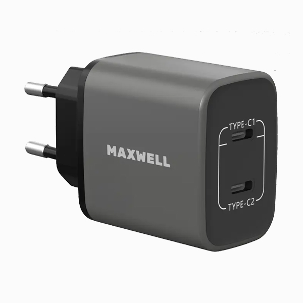 شارژر دیواری 67 وات مکسول مدل HYPER BOOST با 3 پورت (2 × USB-C (PD) و 1 پورت USB-A)