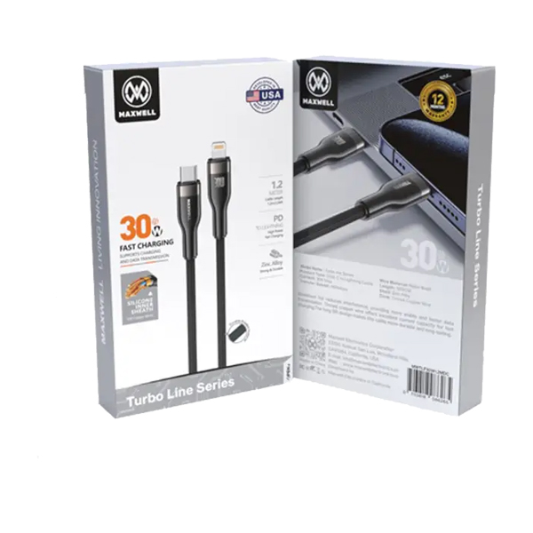 کابل تبدیل 30واتی مکسول 1.2 متر USB-C به Lightning