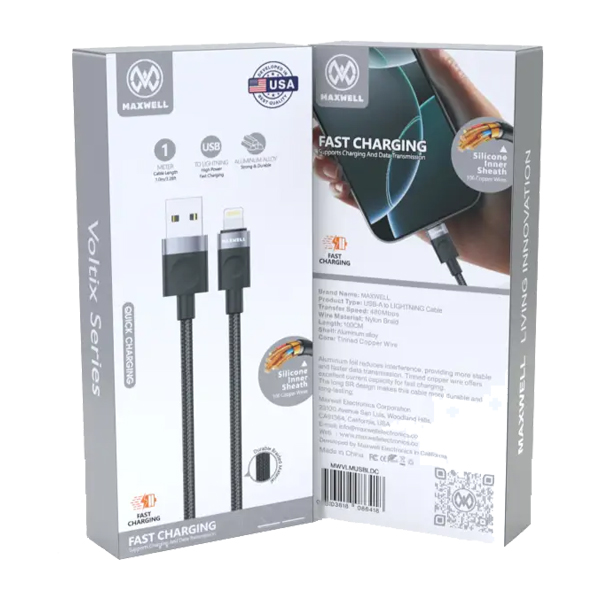 کابل تبدیل USB-A به لایتنینگ مکسول برای آیفون (1 متر) مدل- VOLTIX