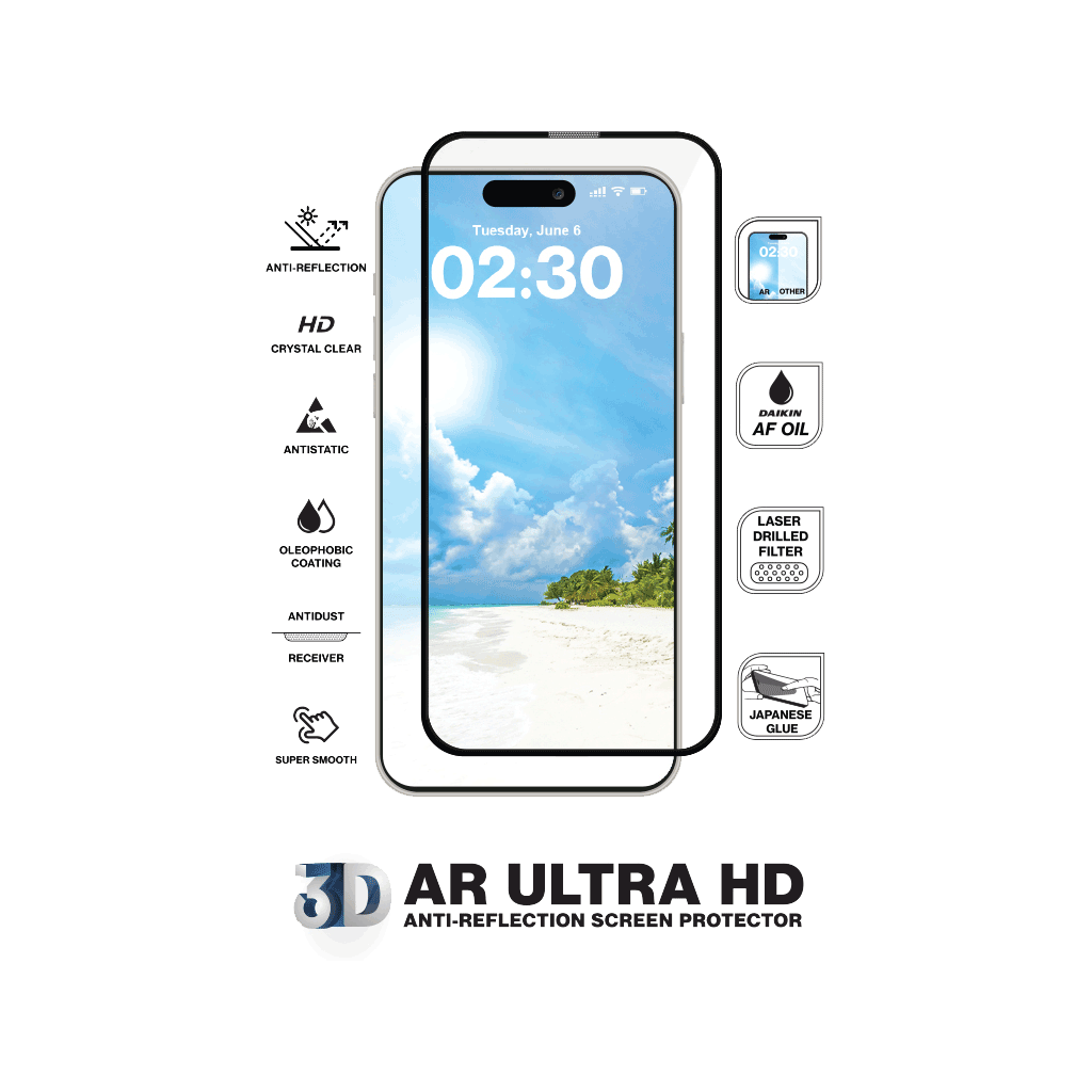 گلس محافظ صفحه نمایش ضد انعکاس آیفون مدل ULTRA 16 PRO 16 PRO MAX